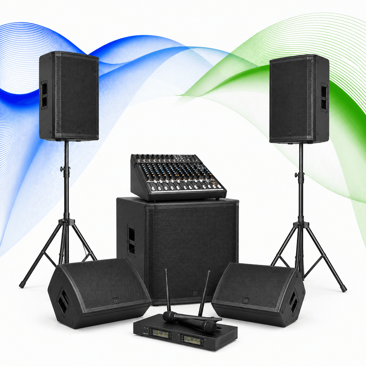 Sound System Hire in Ahmedabad & Gandhinagar by RentalIT offering JBL speaker rental, PA sound system, audio mixer, cordless microphones, collar microphones and podium microphones for conferences, exhibitions, seminars, corporate meetings and business events.